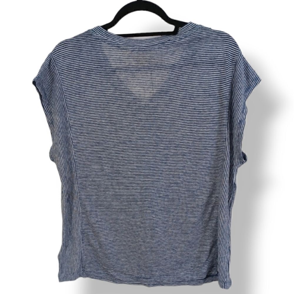 Christian Siriano 100% Linen Striped Oversized Top in Navy Blue Size XL - Picture 7 of 12